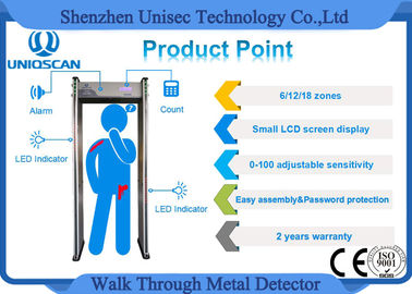 Muitl Zones Door Frame Metal Detector , 4 hours backup battery Walk Through Gate